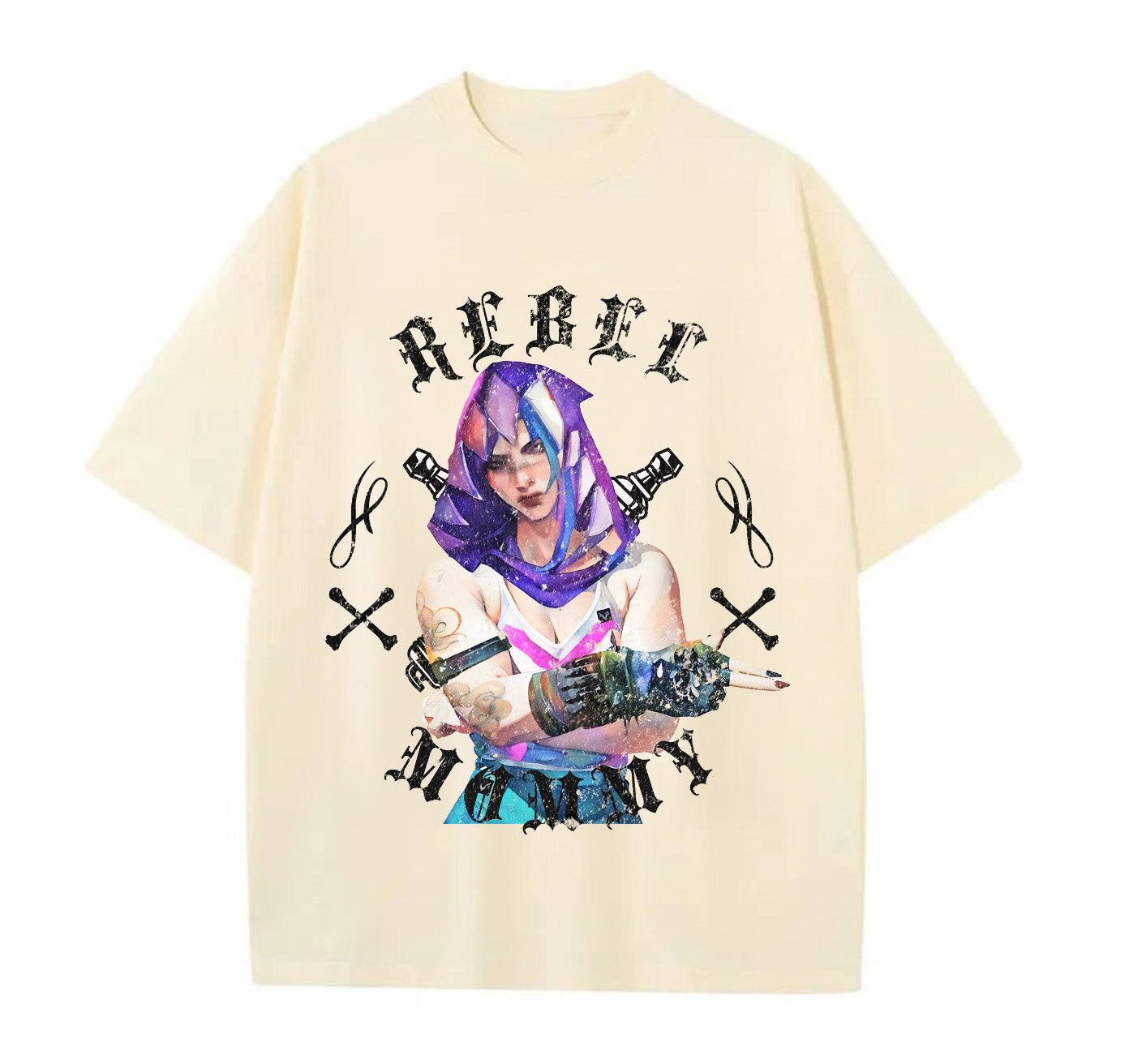 Victorious Rebel Mommy Oversize Gym T-shirt (VI Cosplaying Jinx/ Arcane)