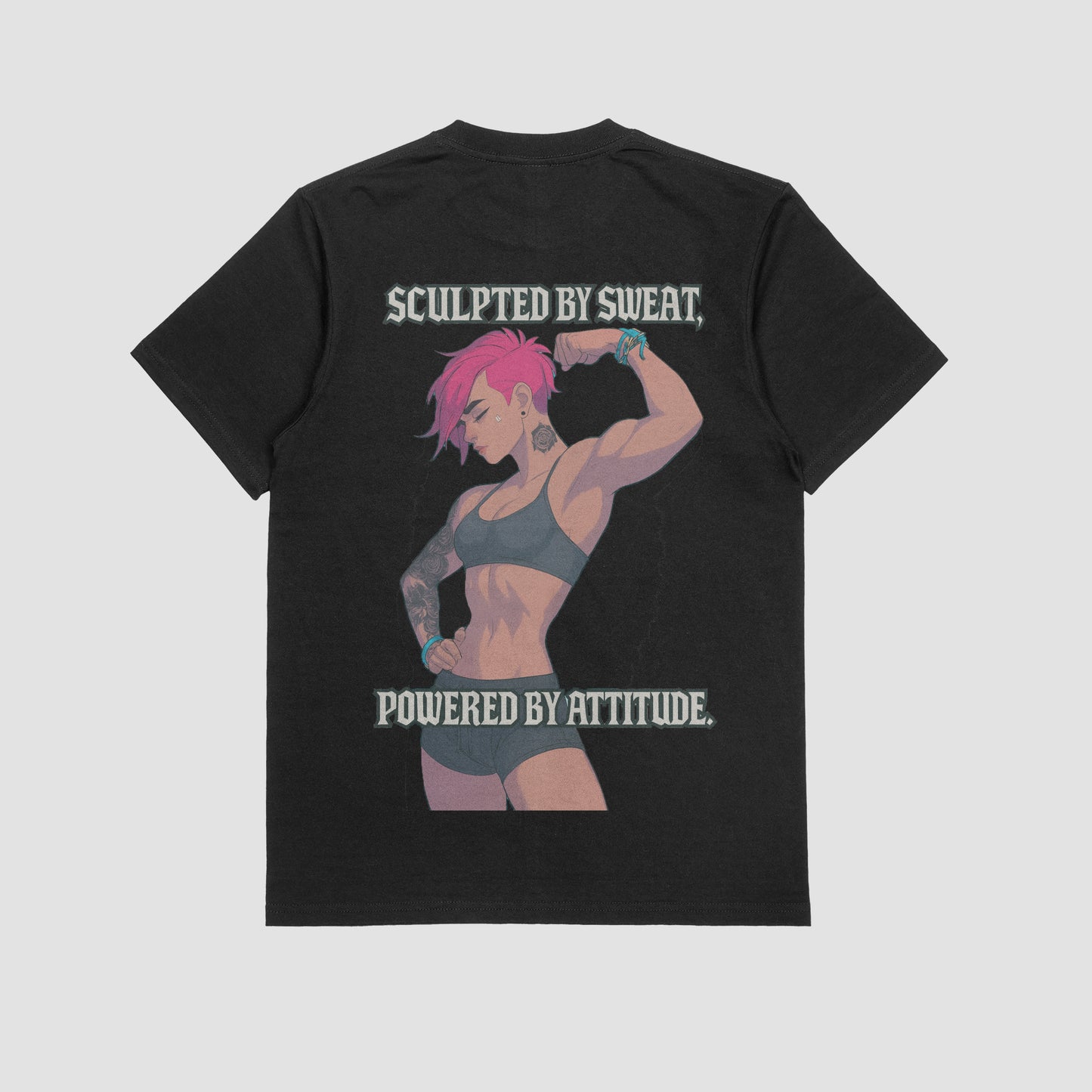 Vi "Sculpted by sweat, Powered by attitude" Gym T-shirt (Oversized)