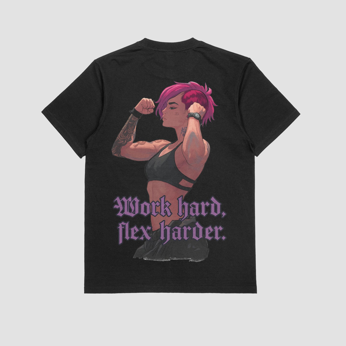 Vi "Work Hard, Flex Harder" Gym T-shirt (Oversized)