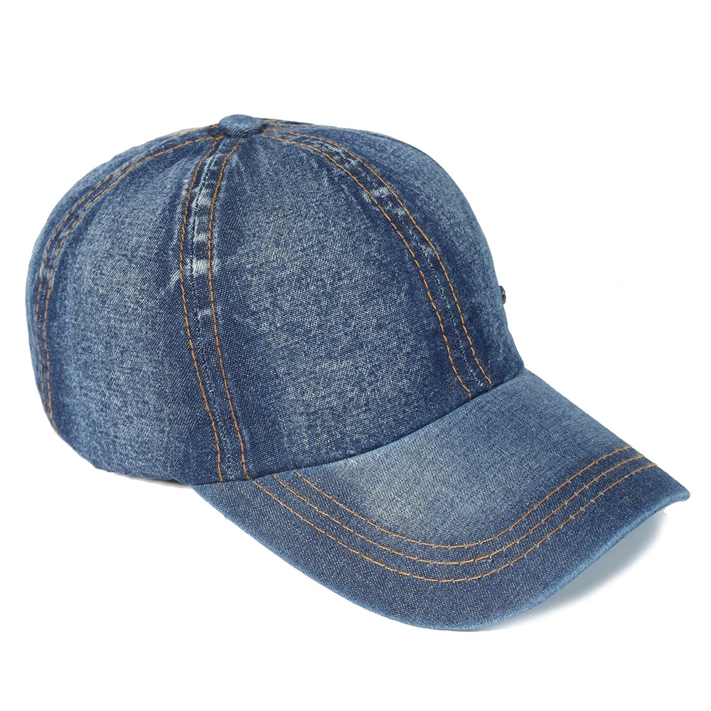 Vintage Washed Cotton Baseball Cap/ Men Women Denim Dad Hat Adjustable
