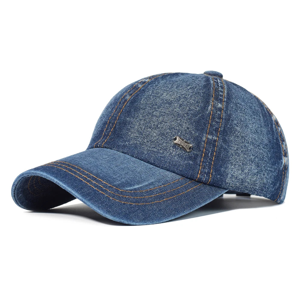 Vintage Washed Cotton Baseball Cap/ Men Women Denim Dad Hat Adjustable