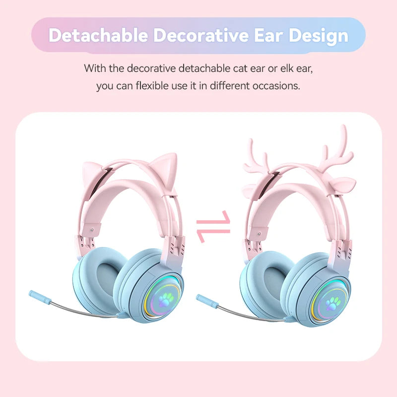 Victorious Antlers/Cat Ear Wireless Bluetooth Headphone / Gamer Headset With RGB Light