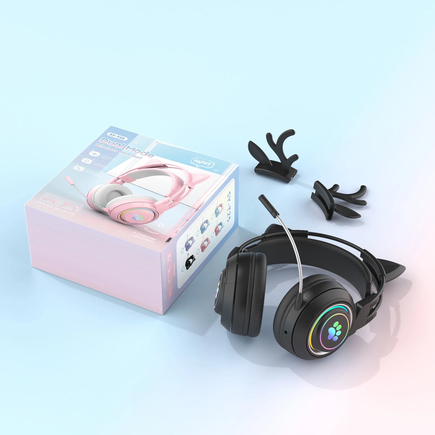 Victorious Antlers/Cat Ear Wireless Bluetooth Headphone / Gamer Headset With RGB Light