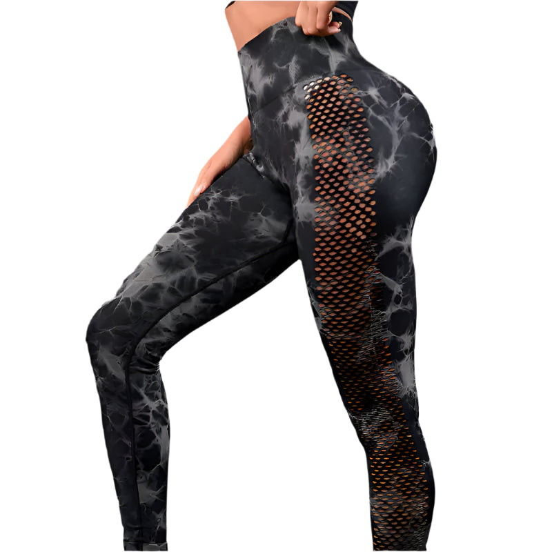 Victorious Nebula Gym/ Yoga Leggings / Tie-Dye Mesh Tech
