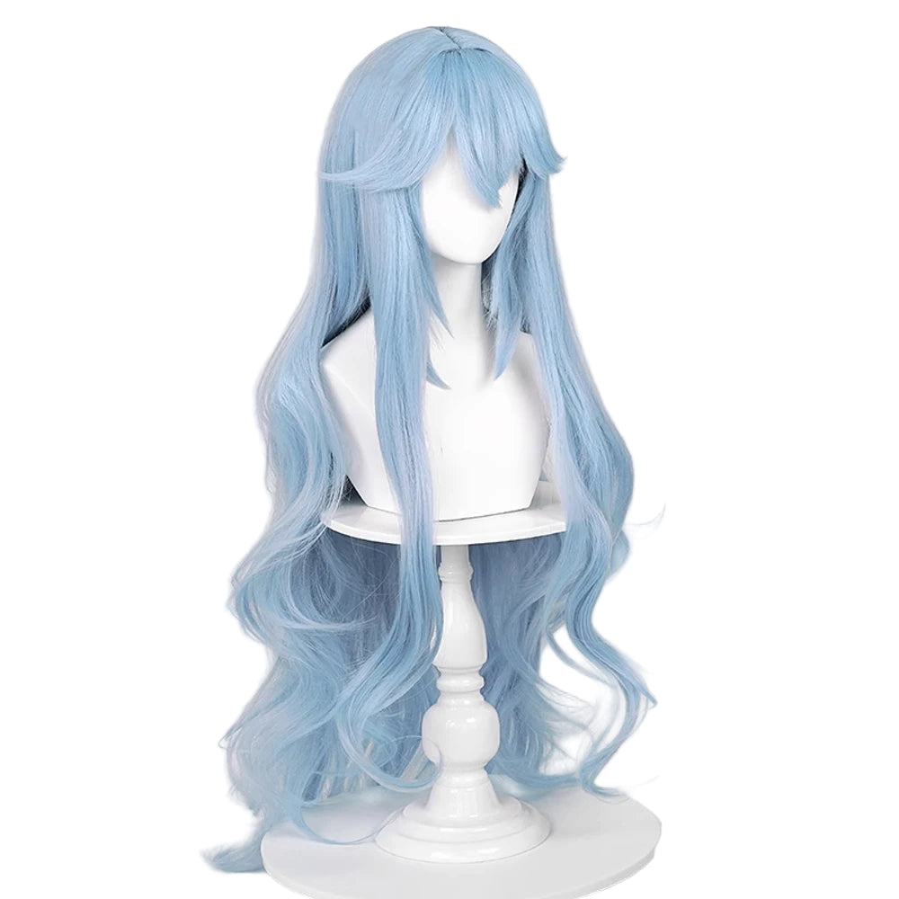 Long Wavy Synthetic Blue Women Wig / Anime Game Cosplay Heat Resistant