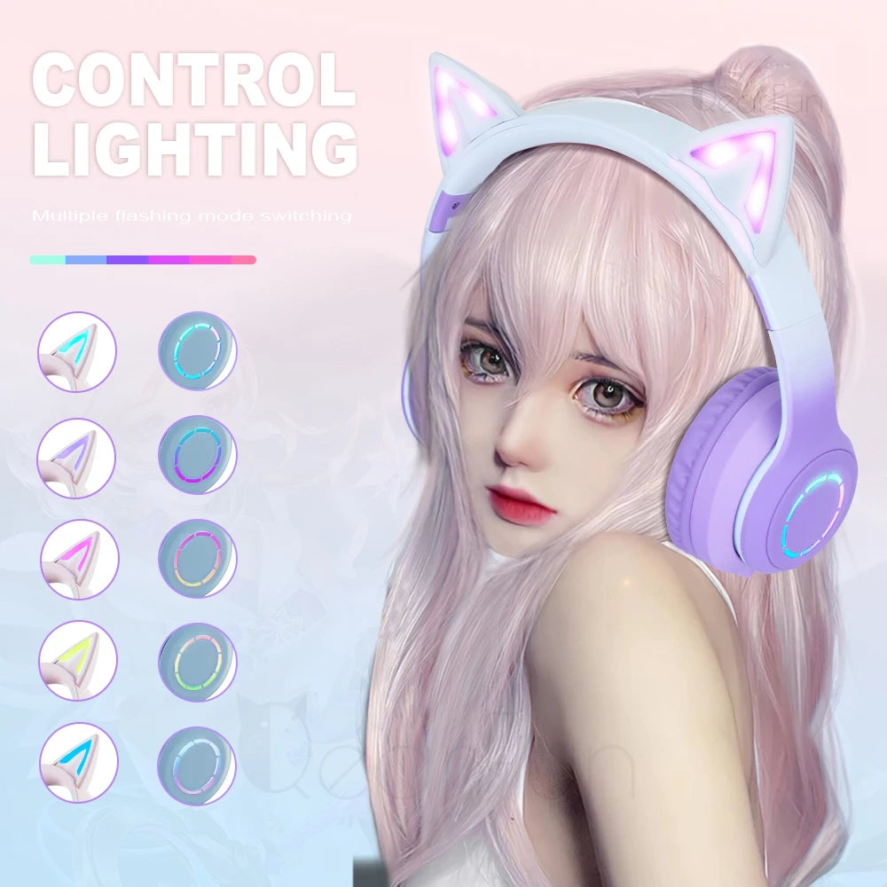 Victorious QearFun Gradient Pink Cat ear Headphones with Mic