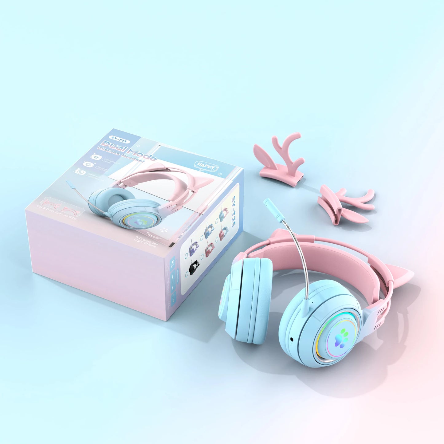 Victorious Antlers/Cat Ear Wireless Bluetooth Headphone / Gamer Headset With RGB Light