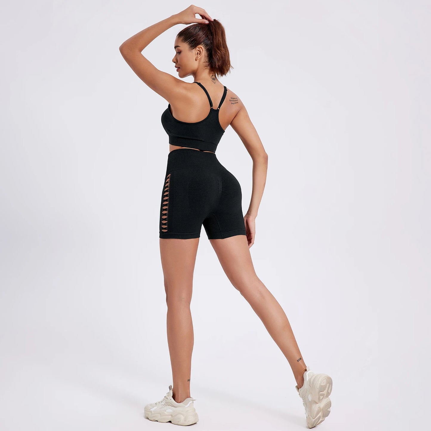 Women Tie Dye Hollow Seamless Yoga Shorts (Victorious EvoCore Shorts)