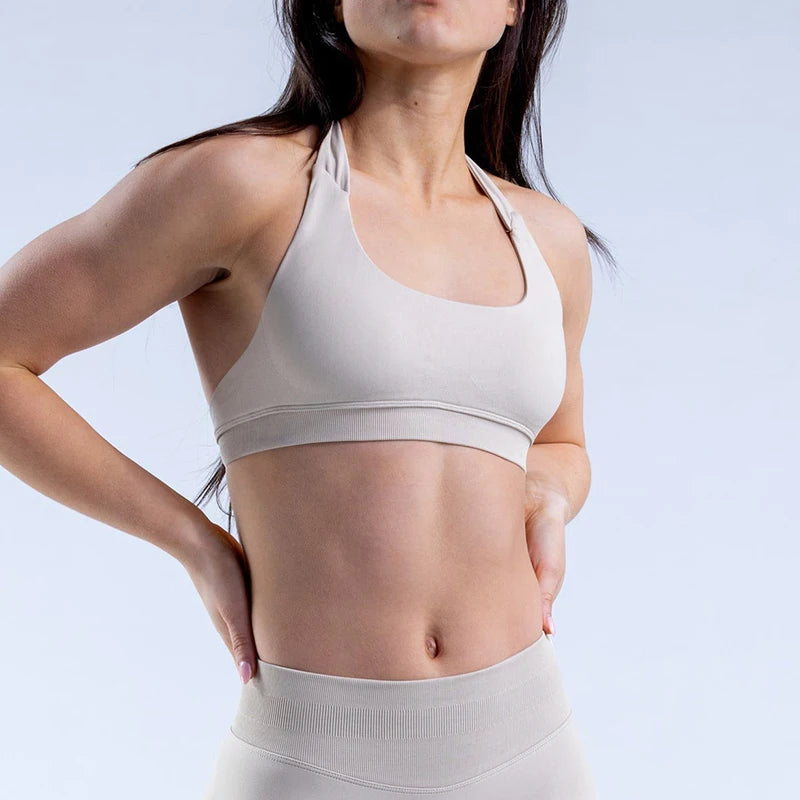 Impact Sports Bra / Women Seamless Neck Strap Yoga Bra /With Padding