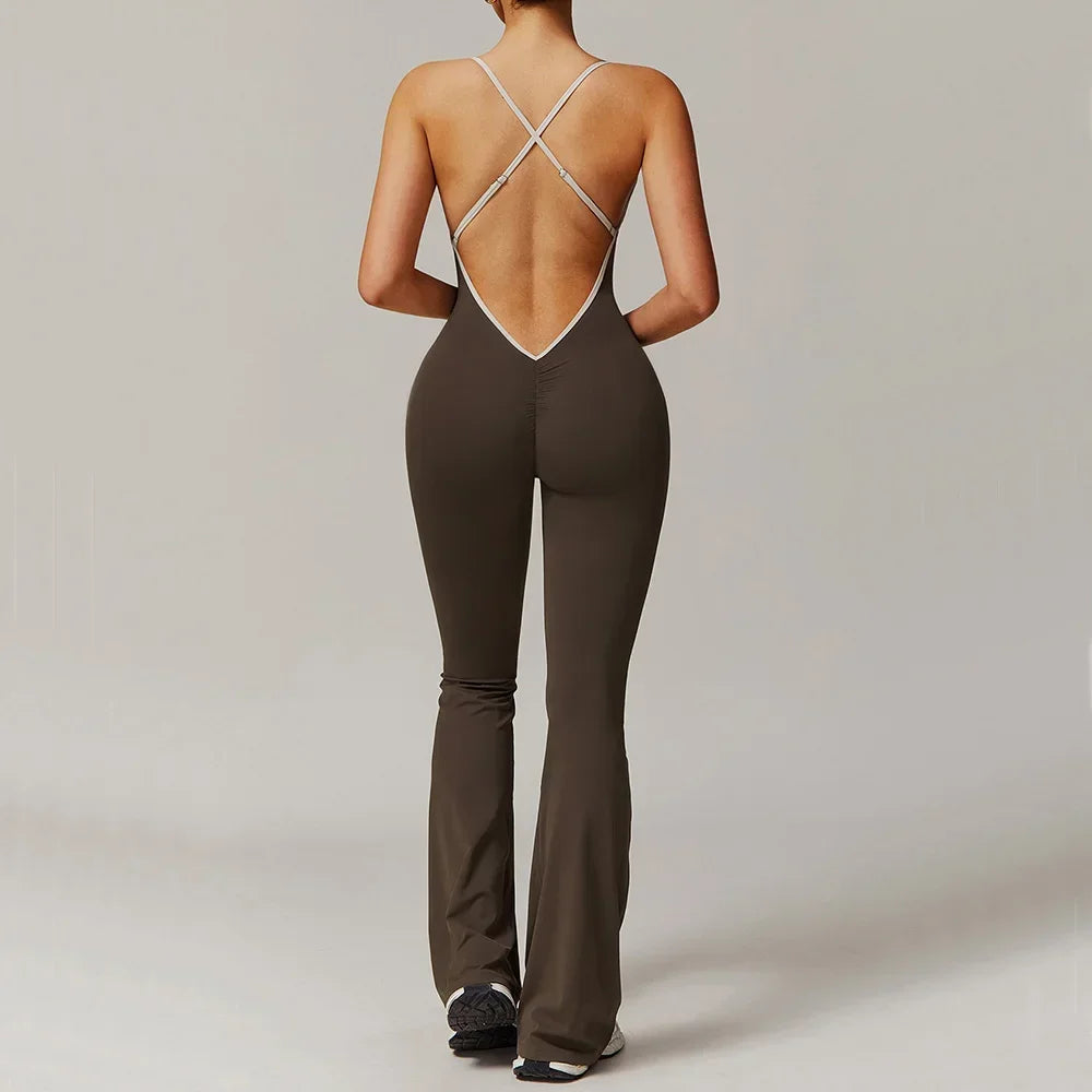 V Jumpsuit Gym Set Women Training Yoga Suit (Victorious Io Ignite Leggings)