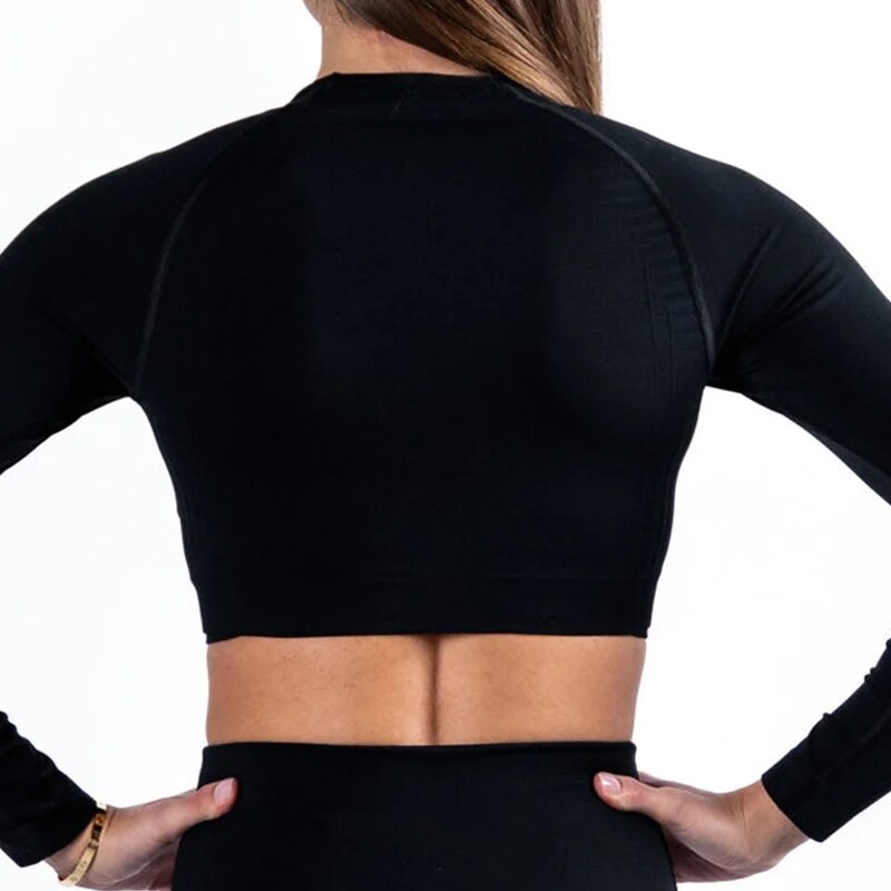 Long Sleeve Gym Crop Top / Women's Moisture-Wicking Gym Top/ Victorious Guardian
