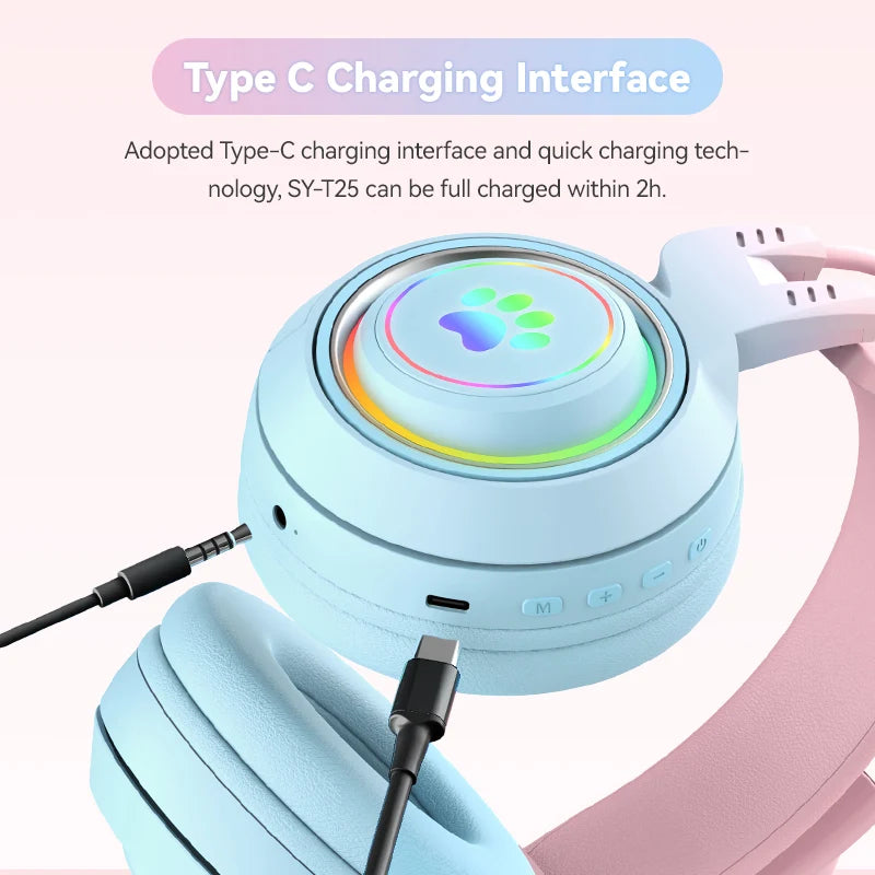 Victorious Antlers/Cat Ear Wireless Bluetooth Headphone / Gamer Headset With RGB Light