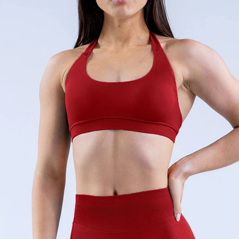 Impact Sports Bra / Women Seamless Neck Strap Yoga Bra /With Padding