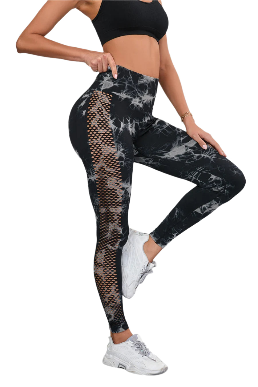 Victorious Nebula Gym/ Yoga Leggings / Tie-Dye Mesh Tech