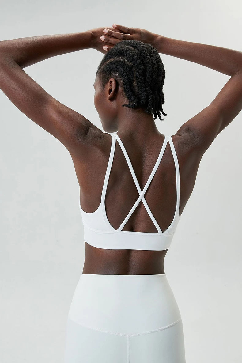Women's Buttery Soft V-Neckline Sports Bra / Gym Bra High Impact (Victorious TechWeave)