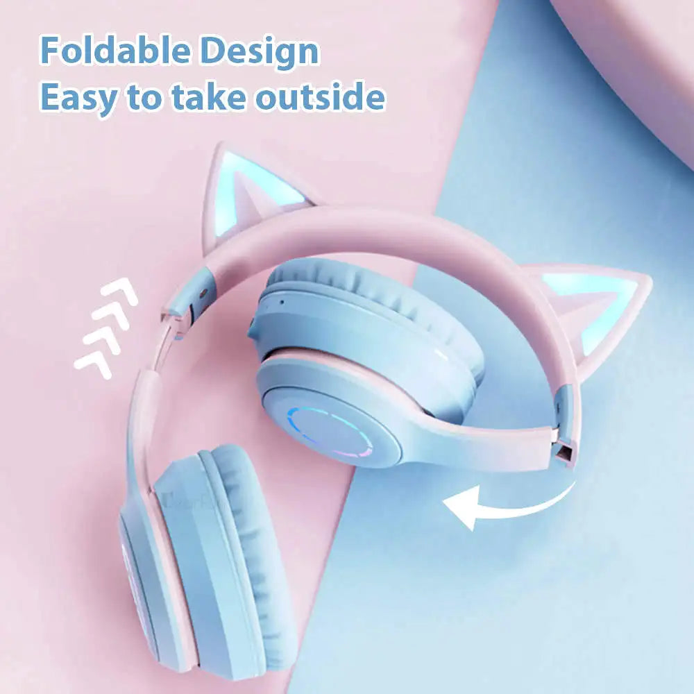 Victorious QearFun Gradient Pink Cat ear Headphones with Mic