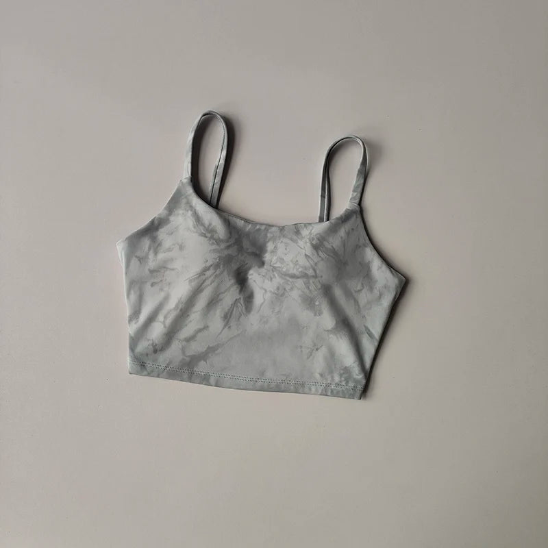 Tie-dyed One-piece Cup Sports Bra/ Women's High Shock-proof Running Top