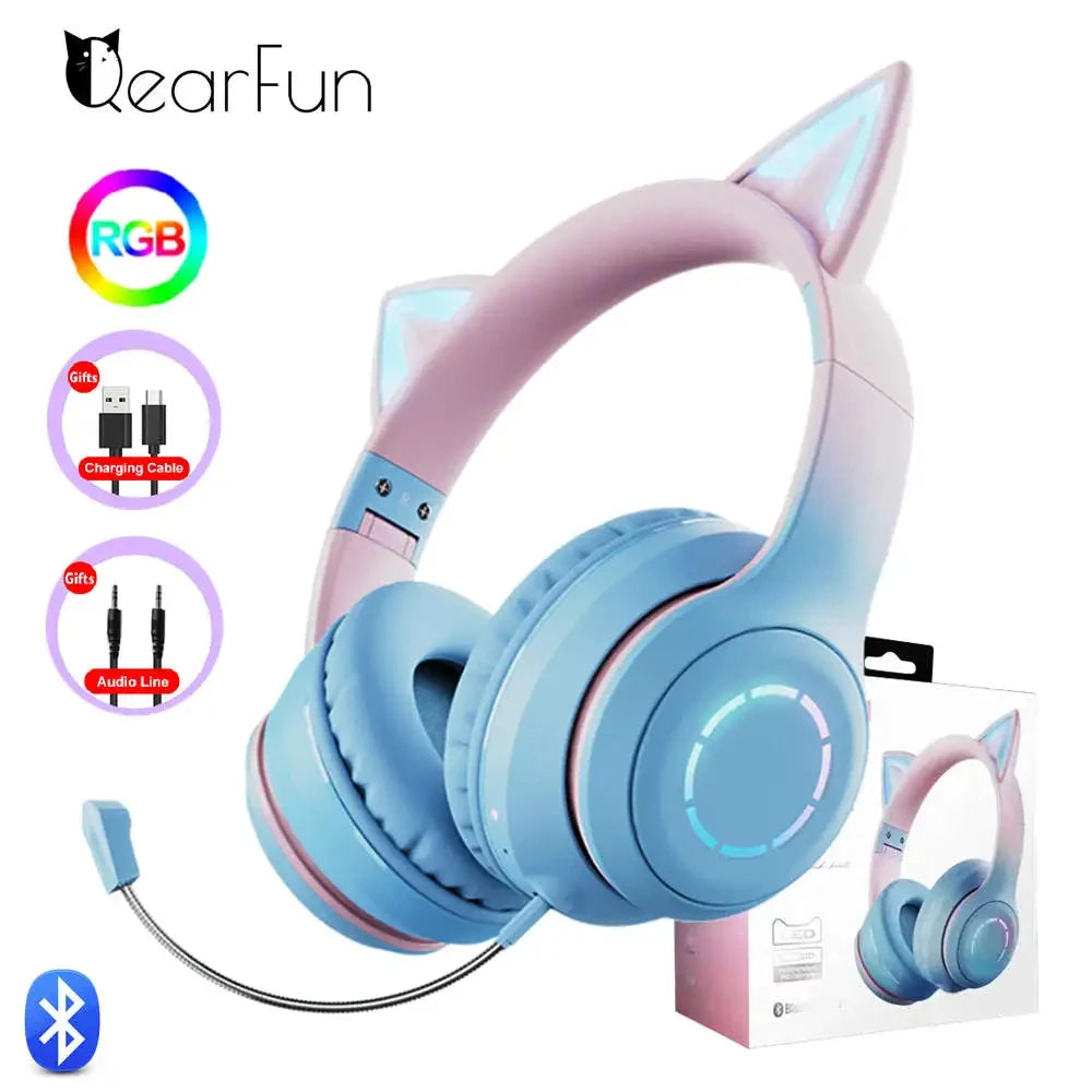 Victorious QearFun Gradient Pink Cat ear Headphones with Mic
