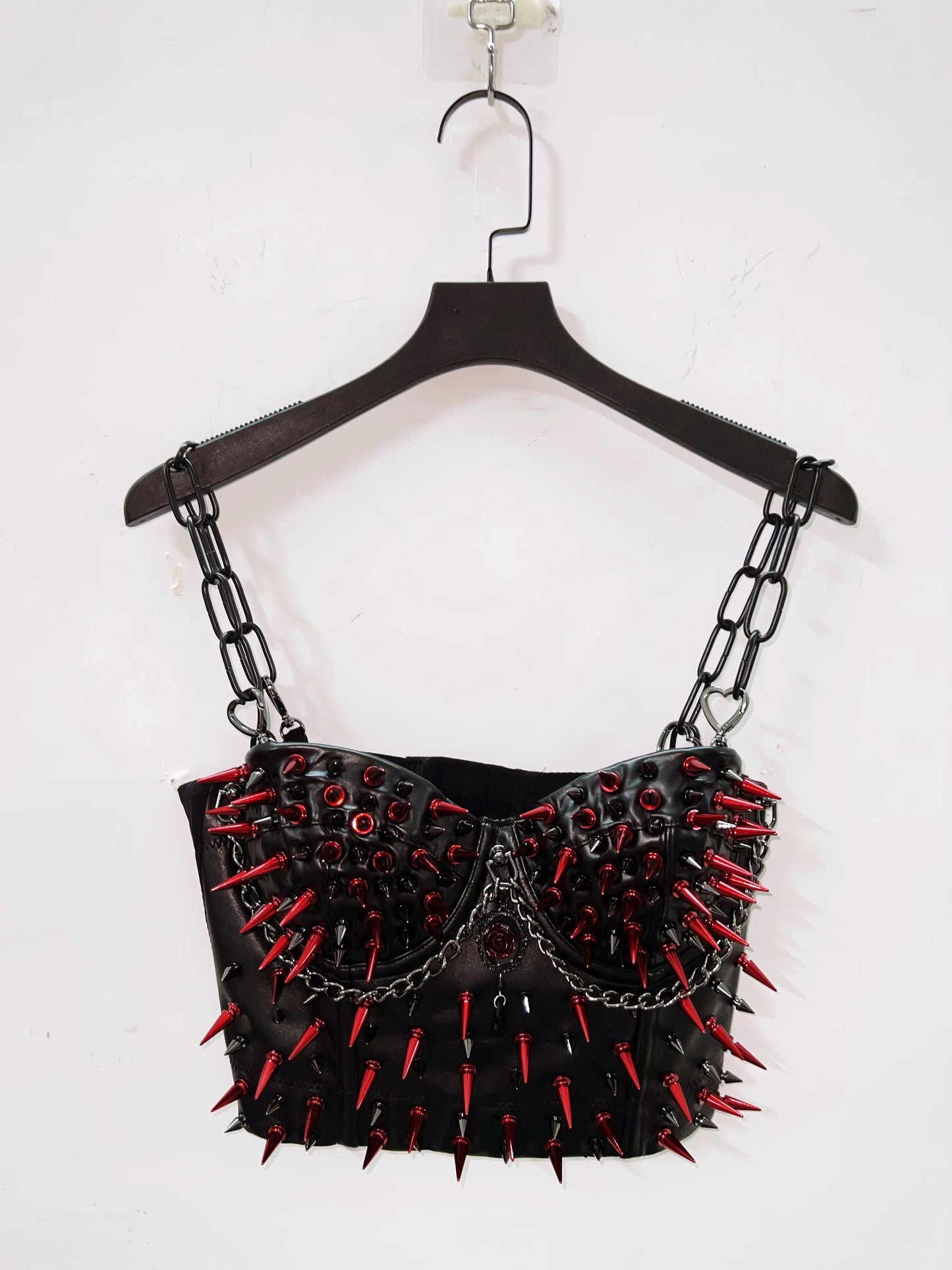 Gothic Full Outfit clothes / Red Spikes and Black set