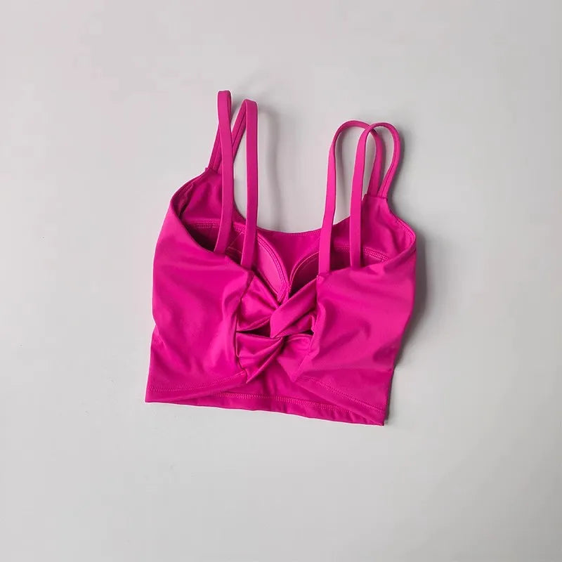Women's Back knotted Sports Bra / High Impact Gym (Victorious Titanium Mesh)