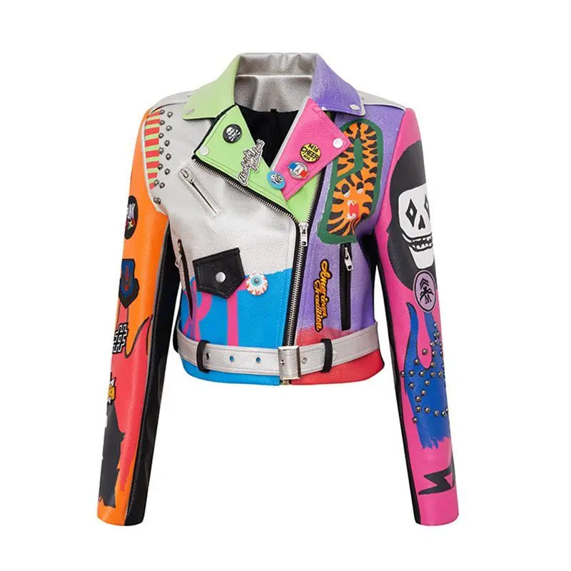 Victorious Kurai Kurasshā Graffiti Leather Jacket