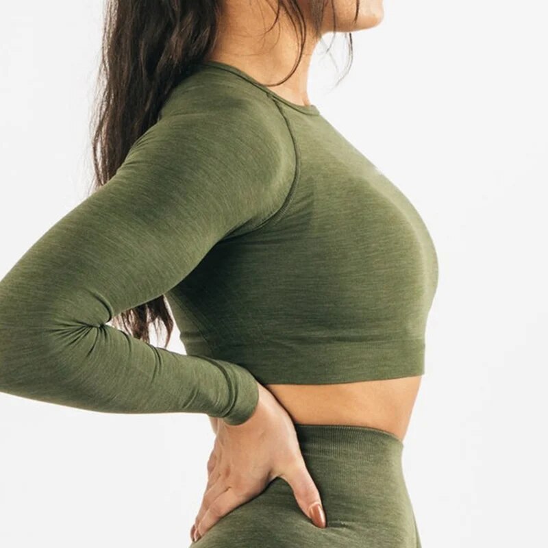 Long Sleeve Gym Crop Top / Women's Moisture-Wicking Gym Top/ Victorious Guardian