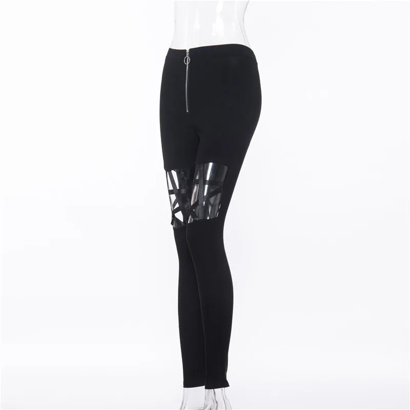 Hollow Out Pants Goth Sexy Pentagram / Harajuku Grunge Black Trousers (Victorious Obsidian Victory Pants)