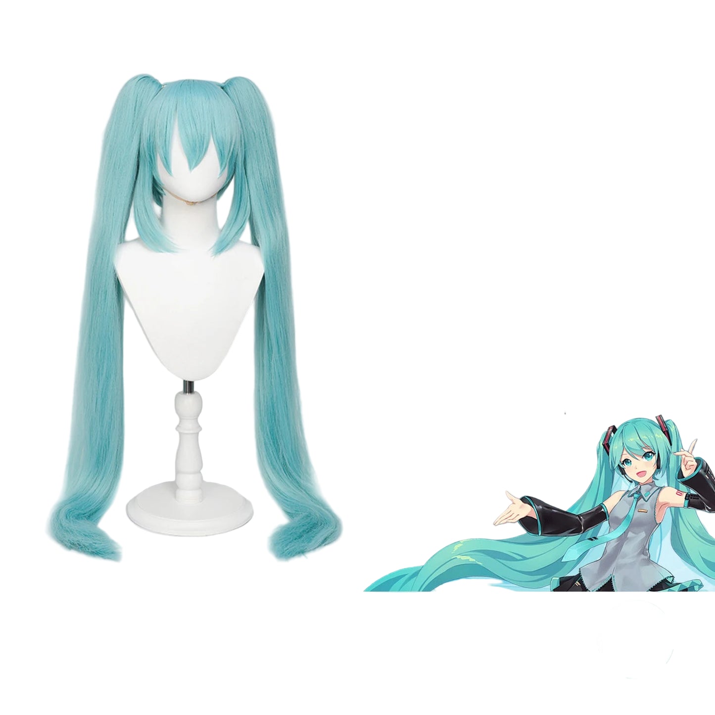 Hatsune Miku Anime Cosplay Wig/ 110cm Double Ponytail Synthetic Fiber Wig