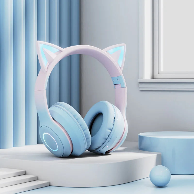 Victorious QearFun Gradient Pink Cat ear Headphones with Mic