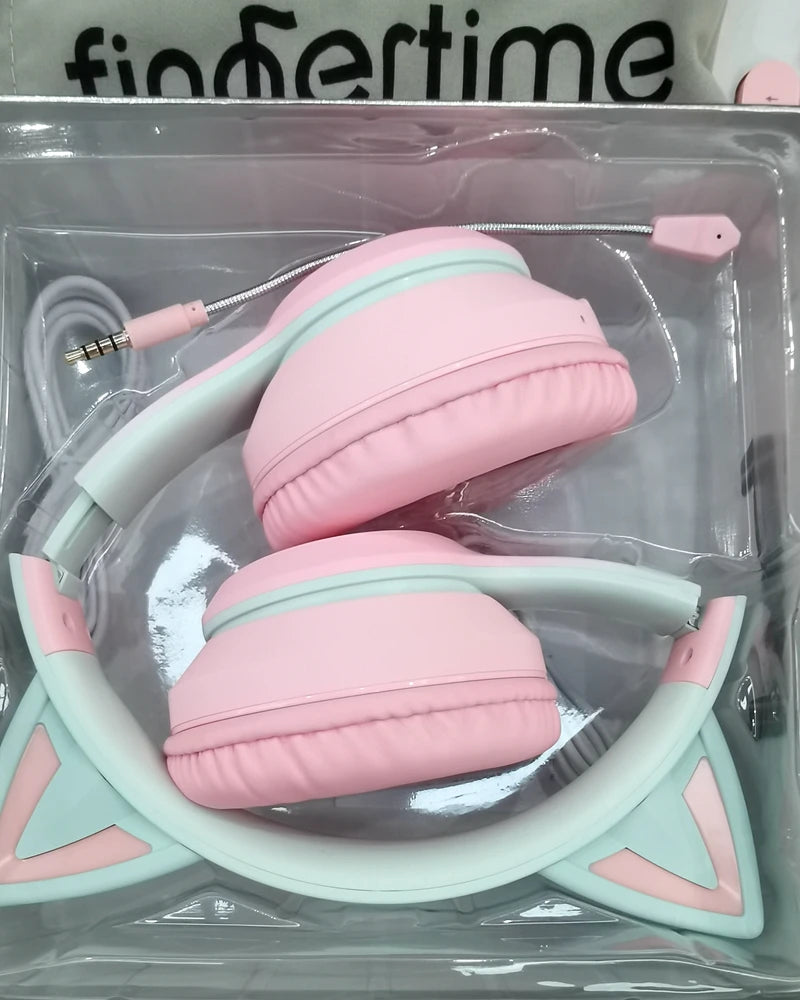 Victorious QearFun Gradient Pink Cat ear Headphones with Mic