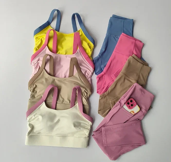 High Intensity Color Blocking Yoga Set 2PCS/ High Waist Fitness Leggings