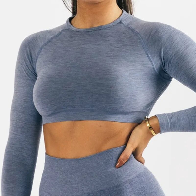 Long Sleeve Gym Crop Top / Women's Moisture-Wicking Gym Top/ Victorious Guardian