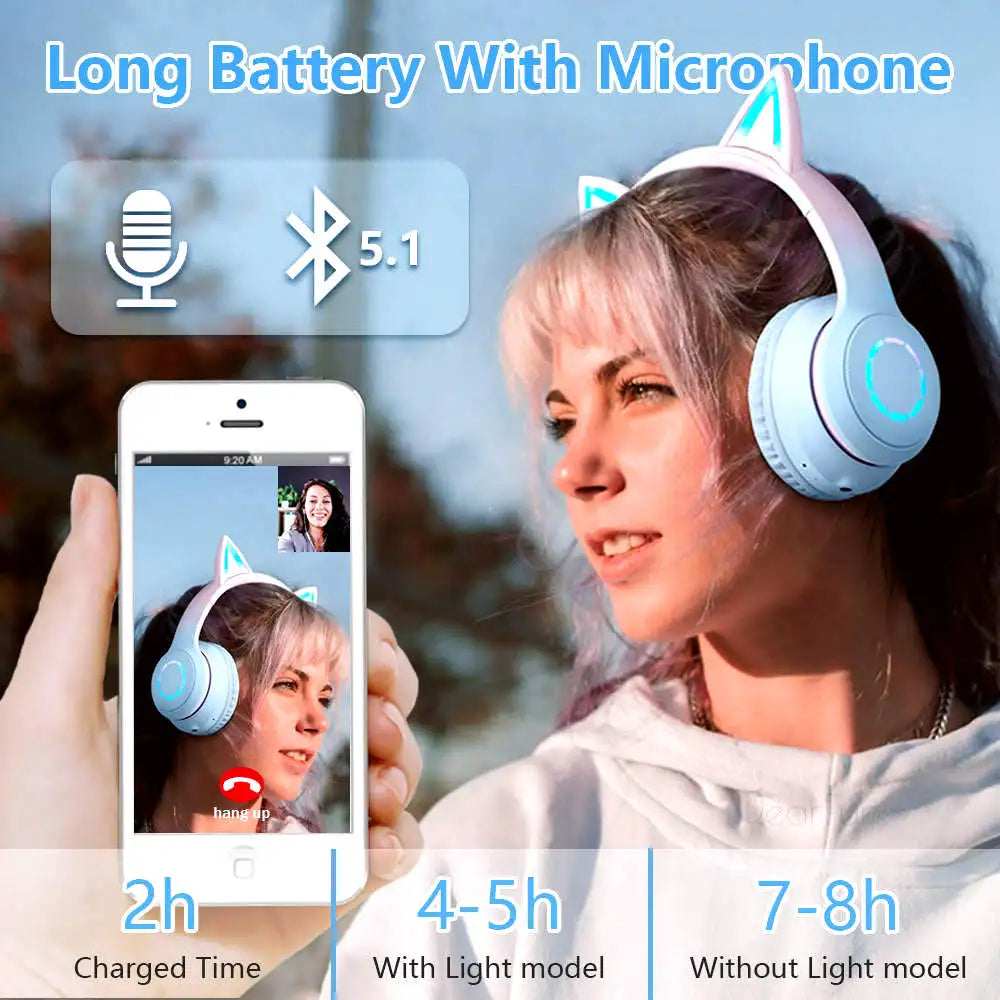 Victorious QearFun Gradient Pink Cat ear Headphones with Mic