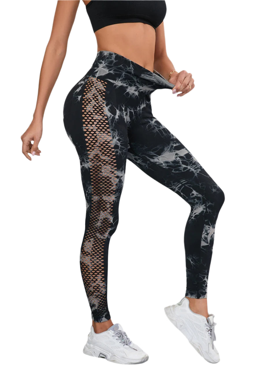 Victorious Nebula Gym/ Yoga Leggings / Tie-Dye Mesh Tech