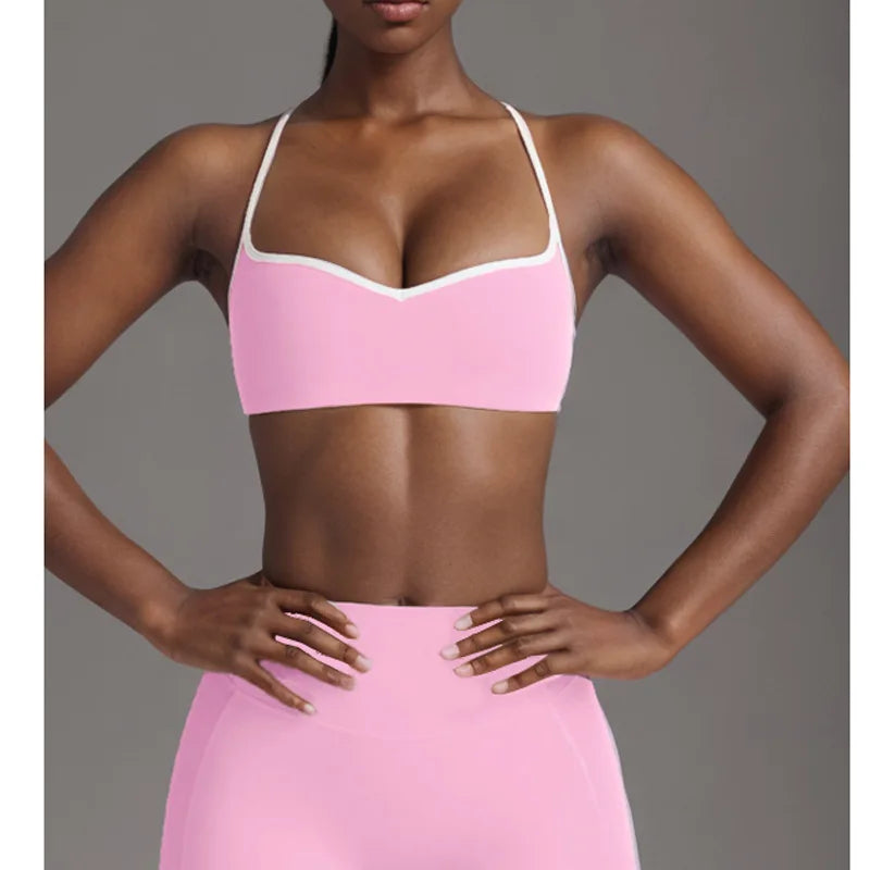 Women's Heart-Shaped High-Waisted Yoga Leggings & Cross-Strap Sports Bra Set (Victorious Ganymede Grind Leggings)