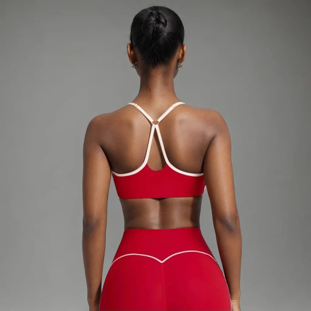 Women's Heart-Shaped High-Waisted Yoga Leggings & Cross-Strap Sports Bra Set (Victorious Ganymede Grind Leggings)