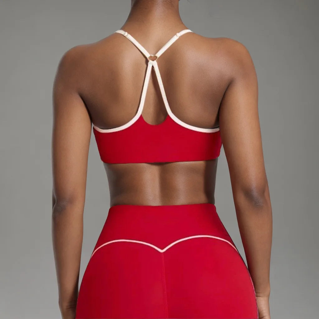 Women's Heart-Shaped High-Waisted Yoga Leggings & Cross-Strap Sports Bra Set (Victorious Ganymede Grind Leggings)