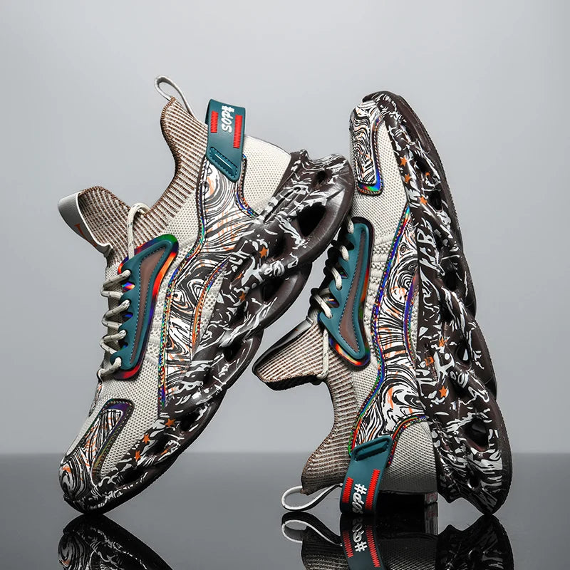 Workout Sneakers Male Size/ Mixed Color Graphics - Trendy Style