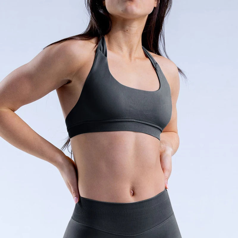 Impact Sports Bra / Women Seamless Neck Strap Yoga Bra /With Padding