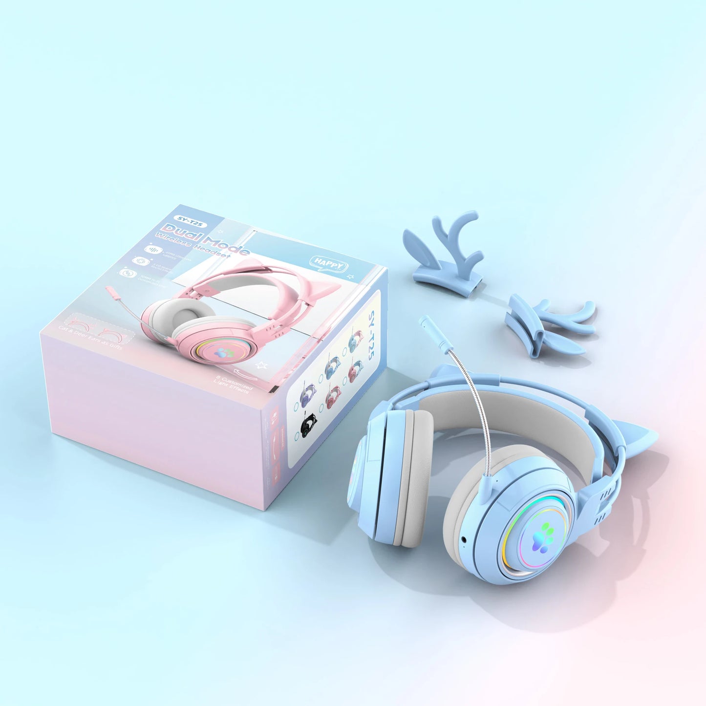 Victorious Antlers/Cat Ear Wireless Bluetooth Headphone / Gamer Headset With RGB Light