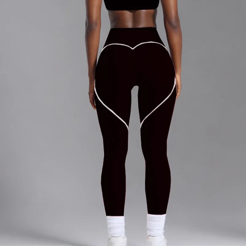 Women's Heart-Shaped High-Waisted Yoga Leggings & Cross-Strap Sports Bra Set (Victorious Ganymede Grind Leggings)