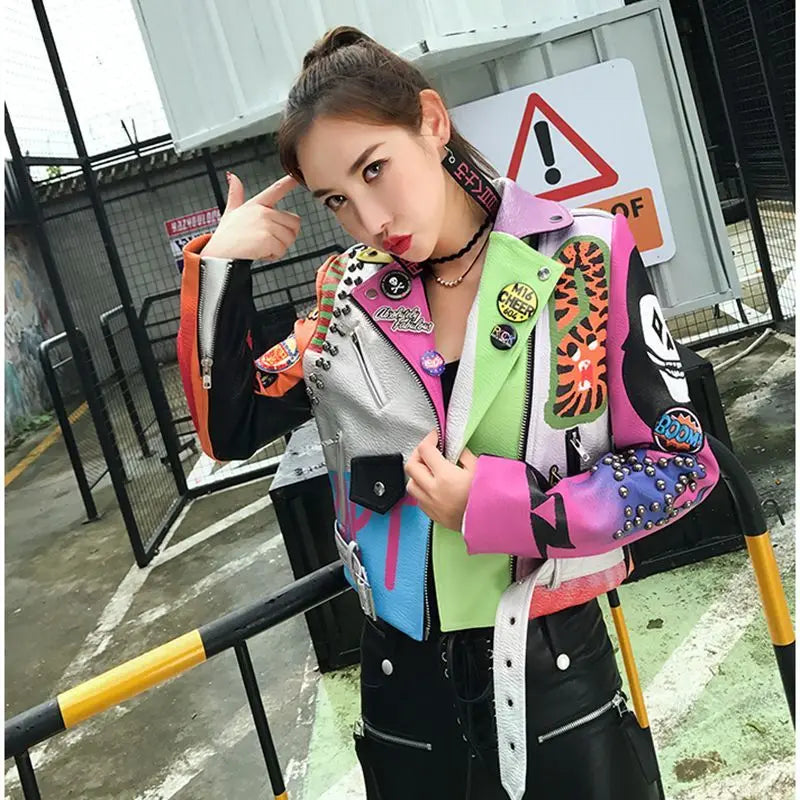 Victorious Kurai Kurasshā Graffiti Leather Jacket
