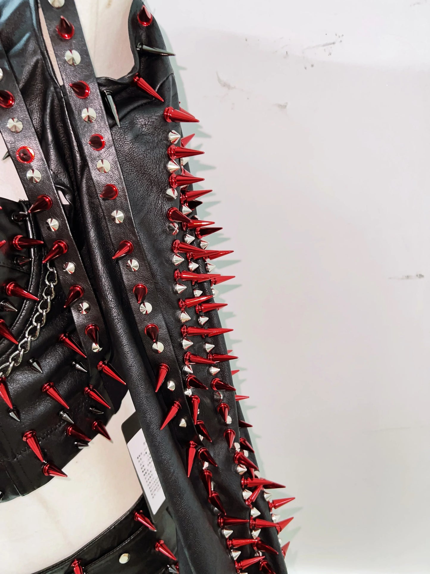 Gothic Full Outfit clothes / Red Spikes and Black set