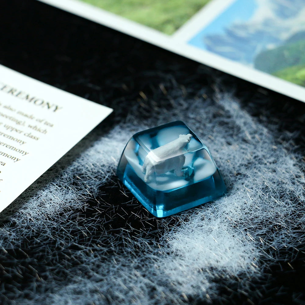 Victorious 1 Piece Ice Rose/Polar Bear/Steampunk/Gear/Pond Fish/Koi/Stars Artisan Resin Keycaps ESC Mechanical Backlit Keyboard RGB Keycap