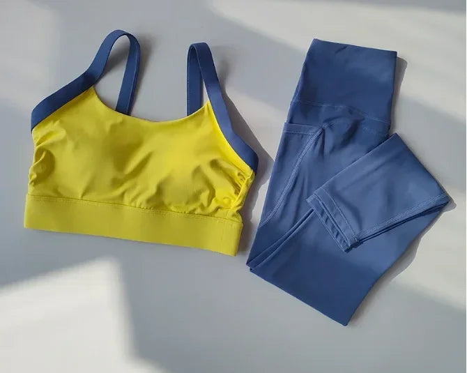 High Intensity Color Blocking Yoga Set 2PCS/ High Waist Fitness Leggings