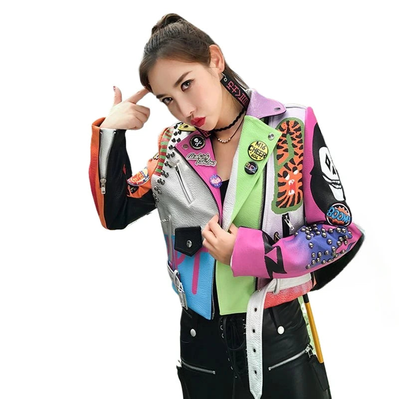 Victorious Kurai Kurasshā Graffiti Leather Jacket