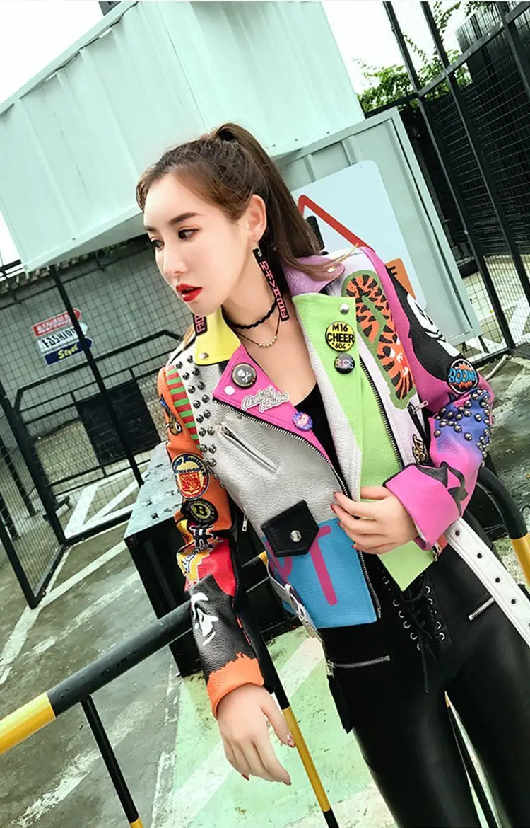 Victorious Kurai Kurasshā Graffiti Leather Jacket