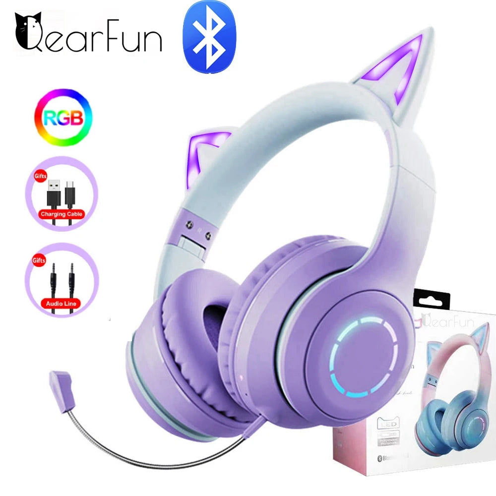 Victorious QearFun Gradient Pink Cat ear Headphones with Mic