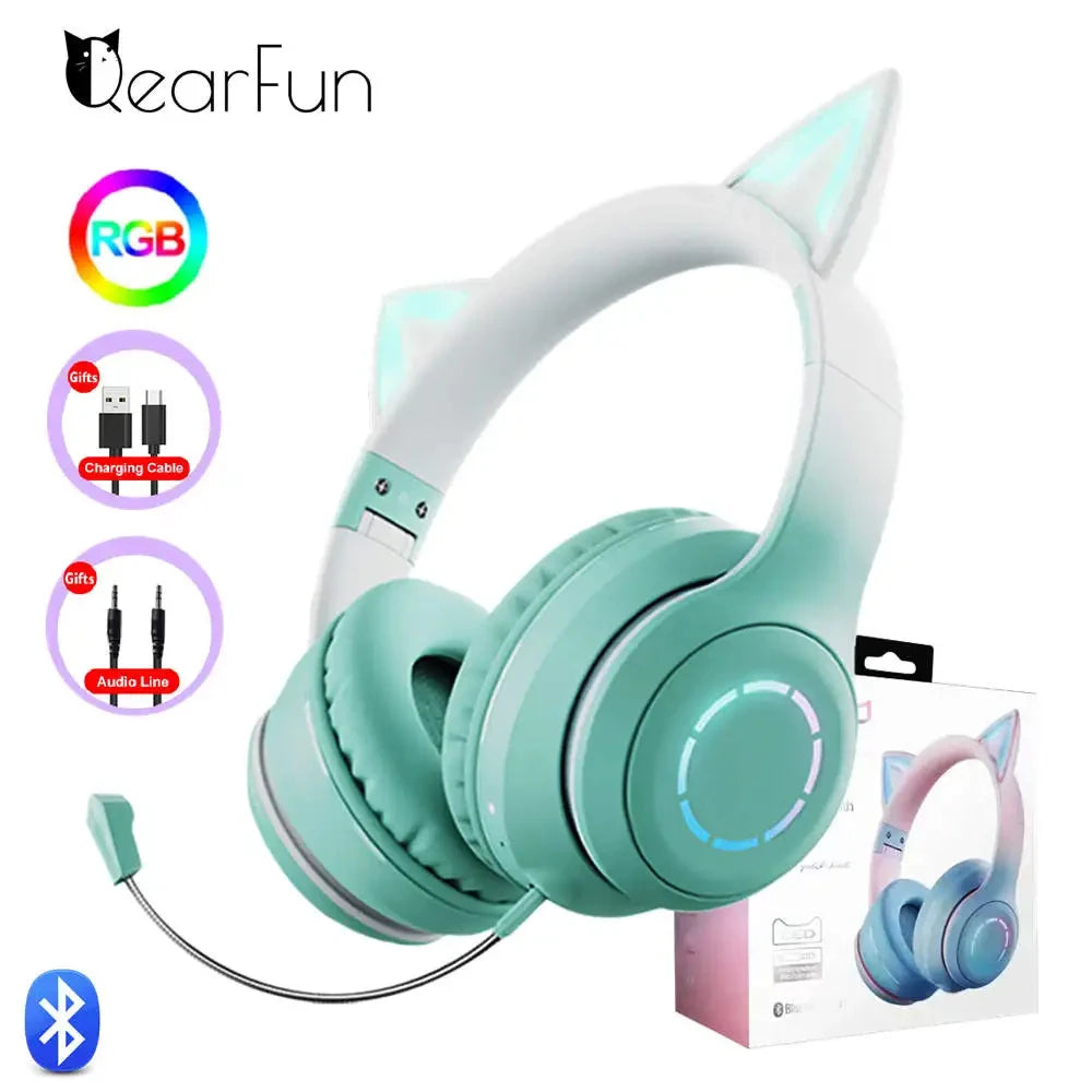 Victorious QearFun Gradient Pink Cat ear Headphones with Mic