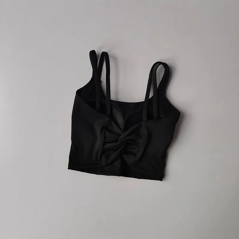 Women's Back knotted Sports Bra / High Impact Gym (Victorious Titanium Mesh)